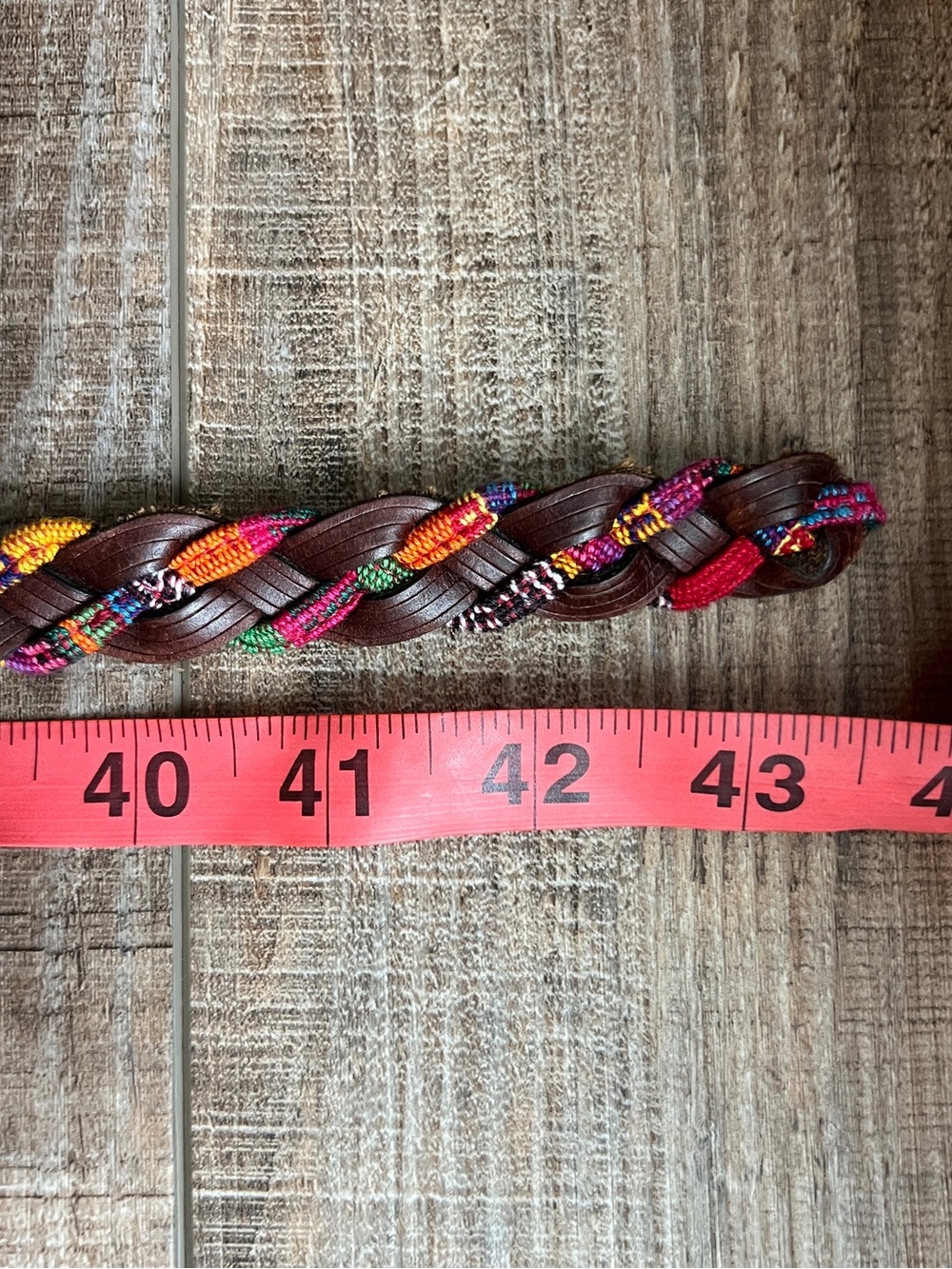 Braided Multicolor Leather Belt with Brass Buckle - Picture 6 of 6